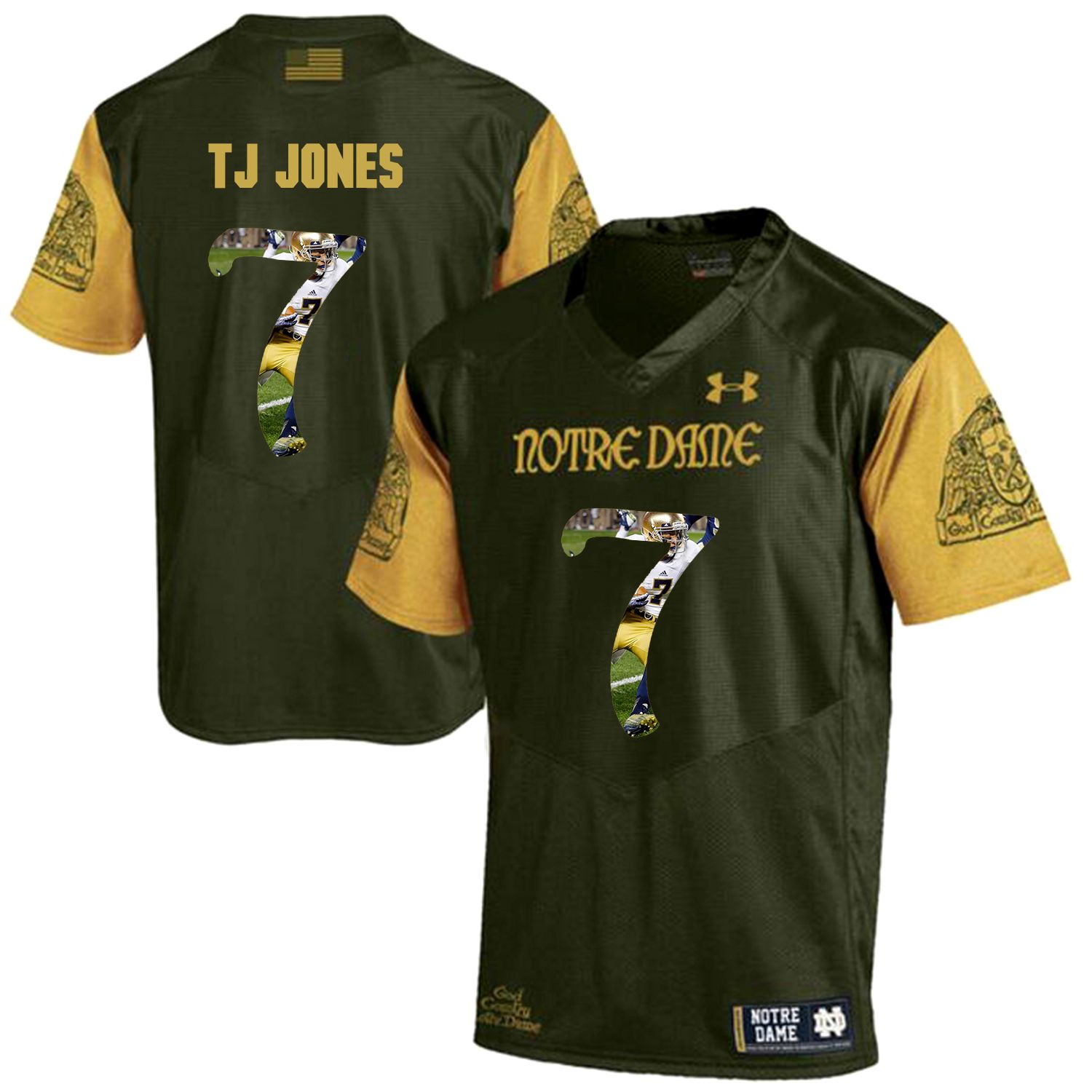 Men Norte Dame Fighting Irish #7 Tj Jones Green Fashion Edition Customized NCAA Jerseys
